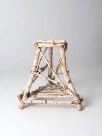 vintage rustic birch twig plant stand end table