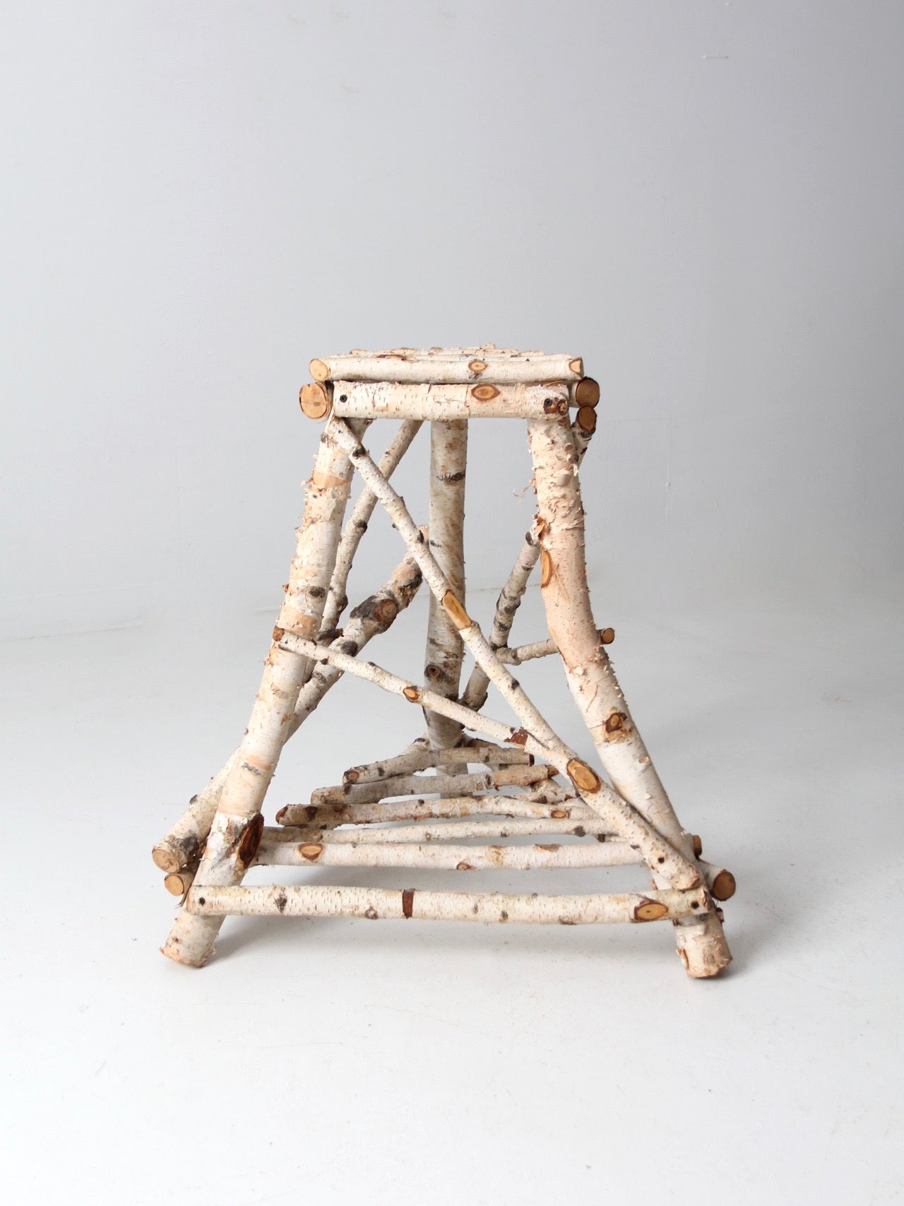 vintage rustic birch twig plant stand end table