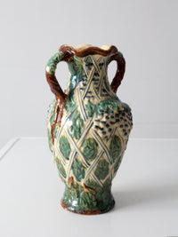 vintage majolica grapevine vase