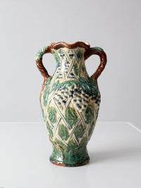 vintage majolica grapevine vase