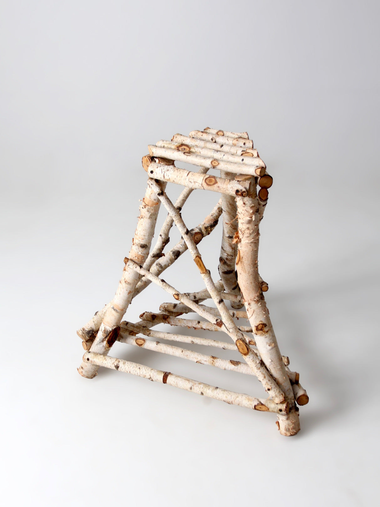 vintage rustic birch twig plant stand end table