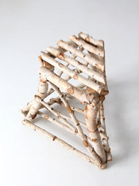 vintage rustic birch twig plant stand end table