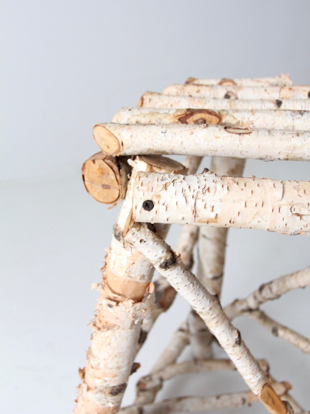 vintage rustic birch twig plant stand end table