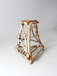vintage rustic birch twig plant stand end table