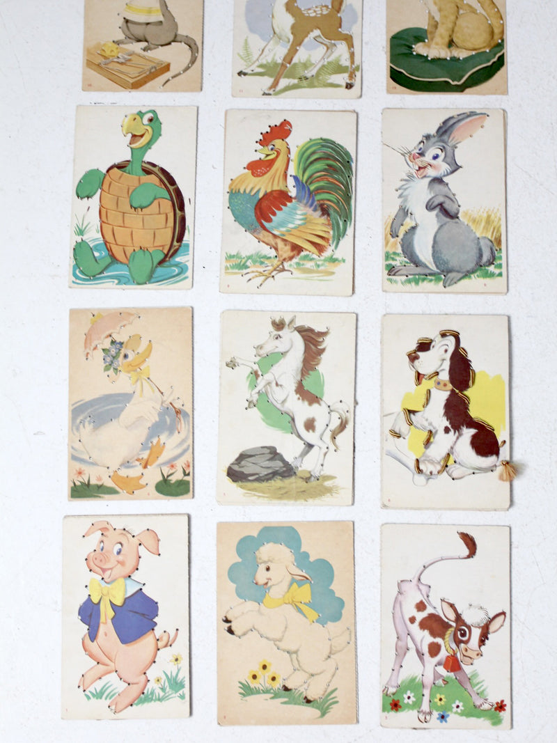 mid-century children's lacing cards set