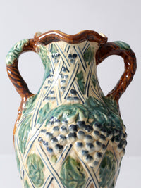 vintage majolica grapevine vase