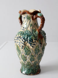 vintage majolica grapevine vase
