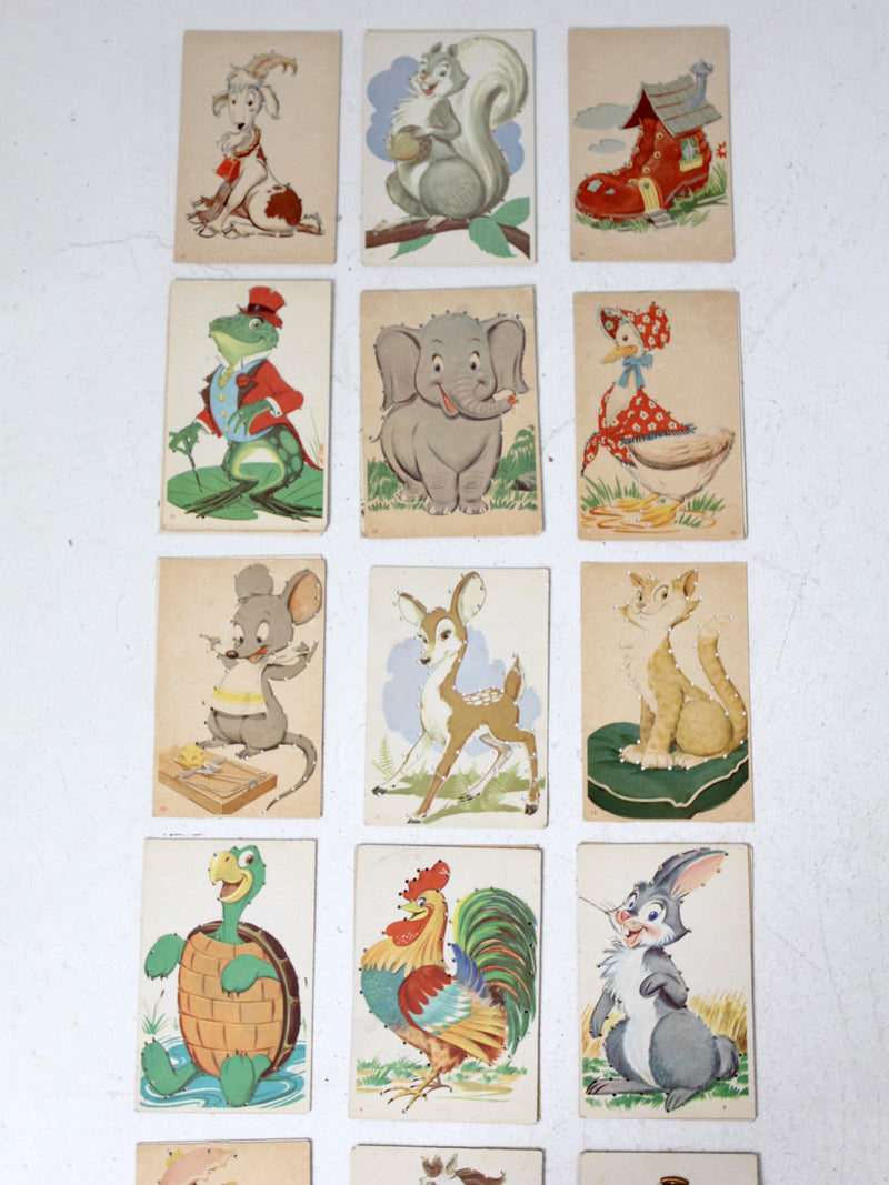 mid-century children's lacing cards set