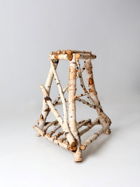 vintage rustic birch twig plant stand end table