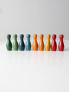 vintage colorful wooden skittles tabletop bowling game