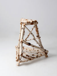 vintage rustic birch twig plant stand end table