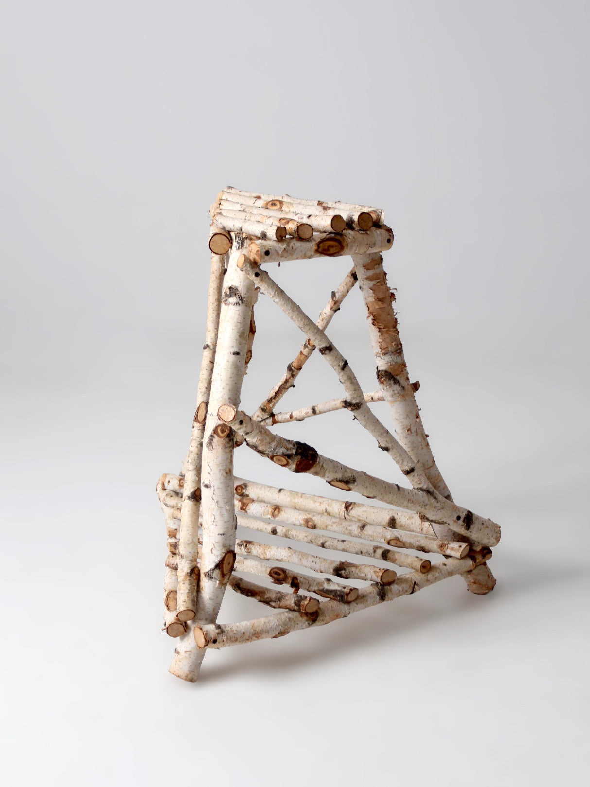 vintage rustic birch twig plant stand end table