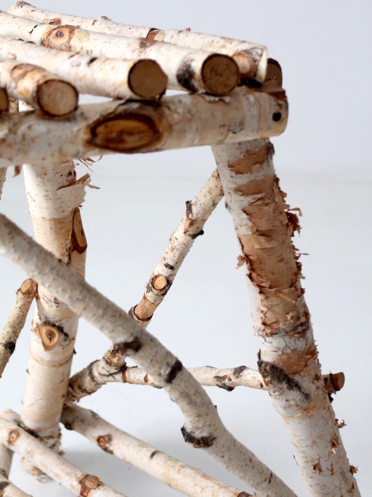 vintage rustic birch twig plant stand end table