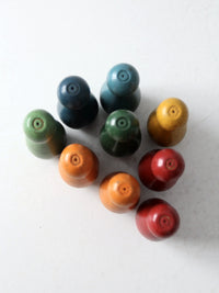 vintage colorful wooden skittles tabletop bowling game