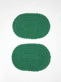 vintage crotchet green oval placemats, set of 2