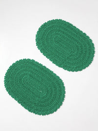 vintage crotchet green oval placemats, set of 2