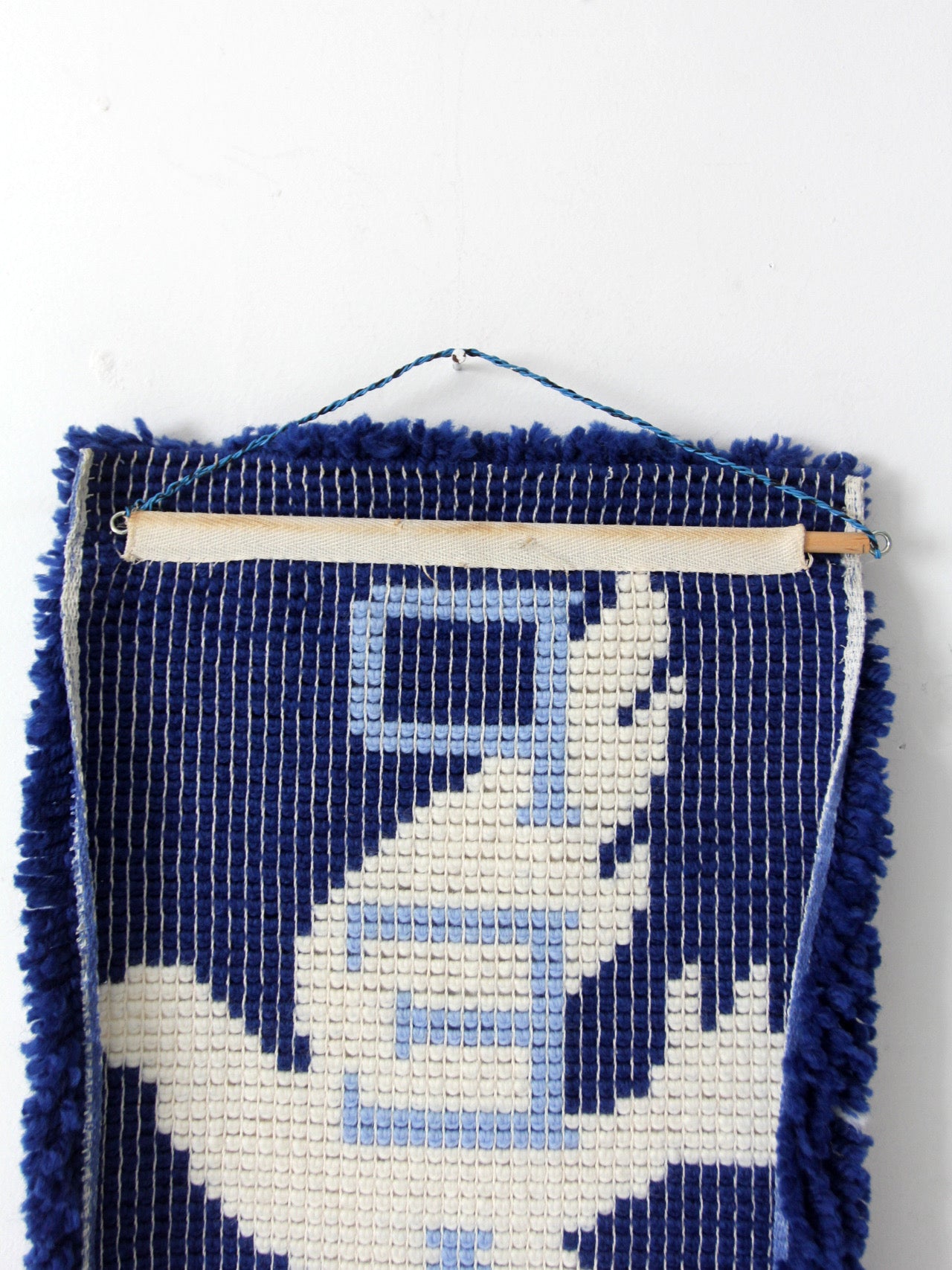 vintage 1970s hand-hooked peace dove fiber art