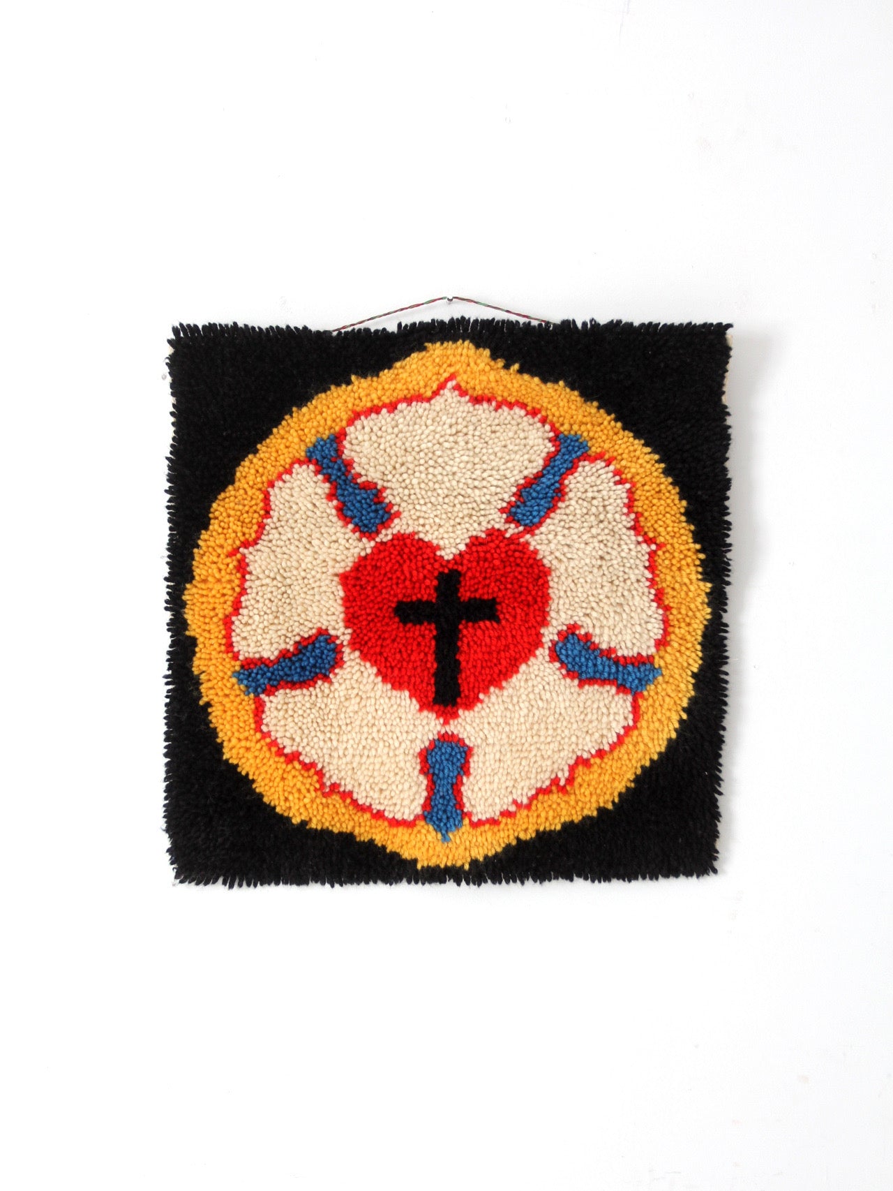 mid-century folk art Luther Rose wall hanging