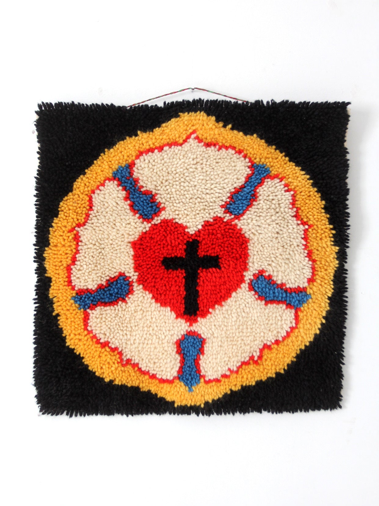 mid-century folk art Luther Rose wall hanging