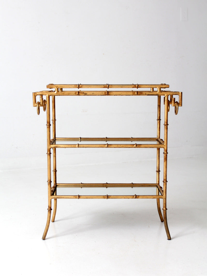 vintage gold bamboo side table
