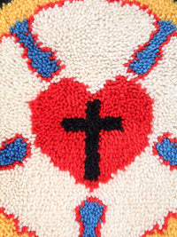 mid-century folk art Luther Rose wall hanging