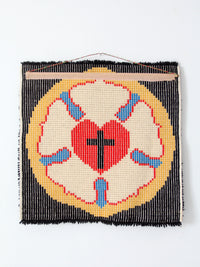 mid-century folk art Luther Rose wall hanging
