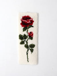 vintage Shillcraft latch hook rose wall hanging