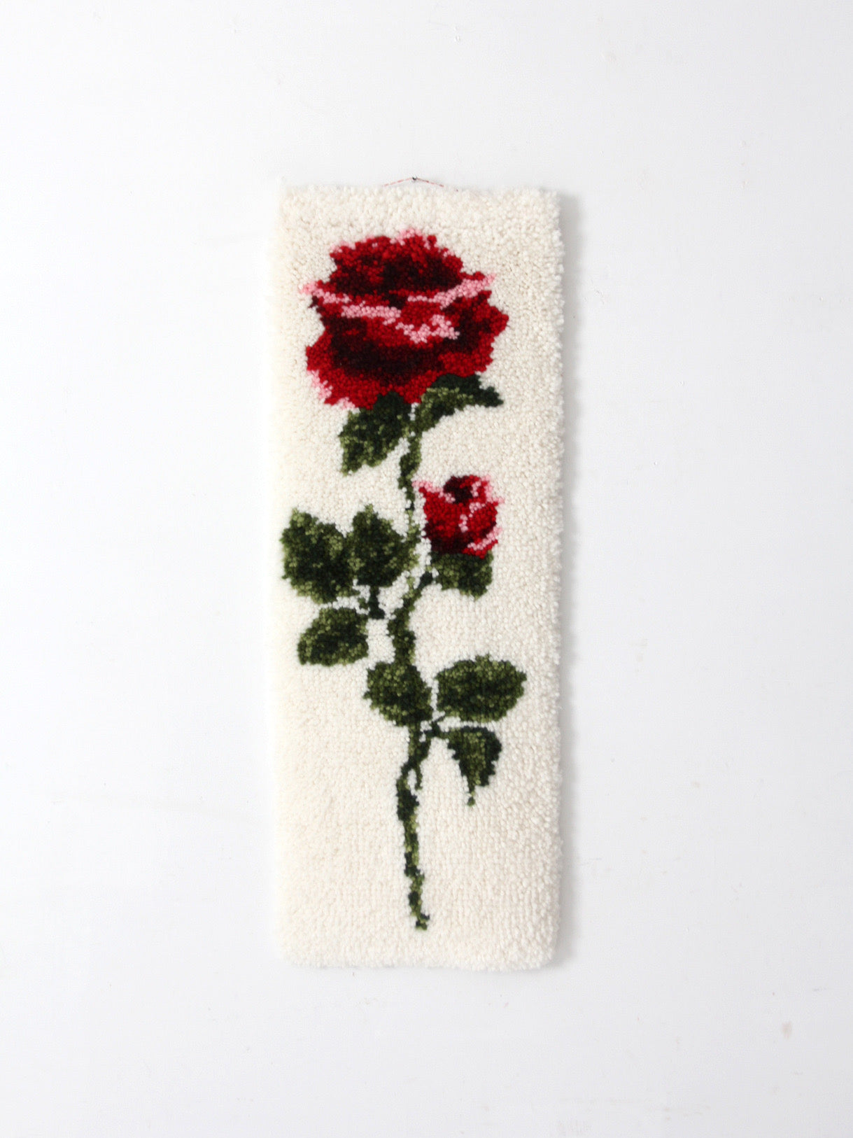 vintage Shillcraft latch hook rose wall hanging
