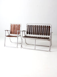 mid century folding outdoor chair and love seat set