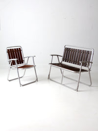 mid century folding outdoor chair and love seat set