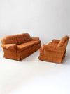 vintage orange tweed sofa & loveseat set