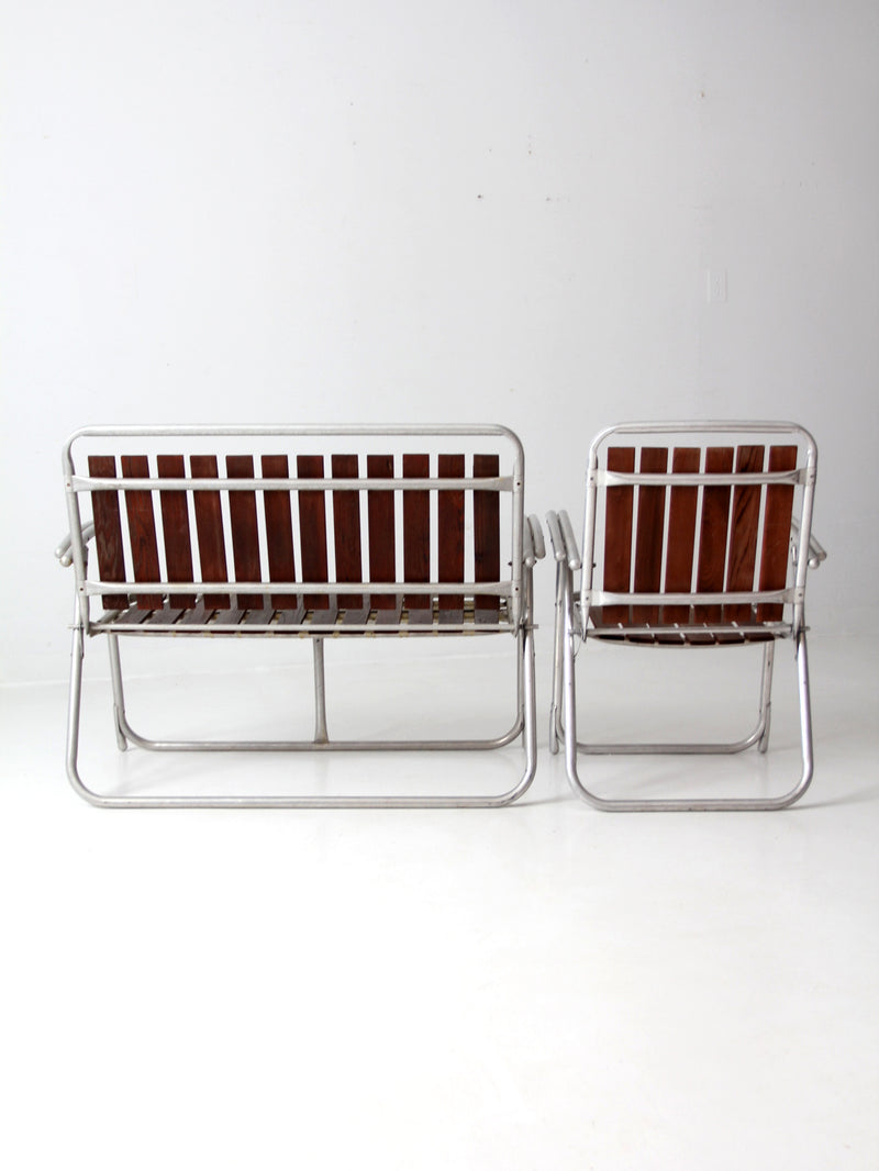 mid century folding outdoor chair and love seat set