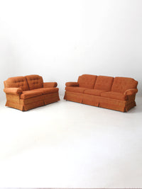 vintage orange tweed sofa & loveseat set