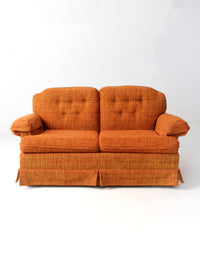 vintage orange tweed sofa & loveseat set