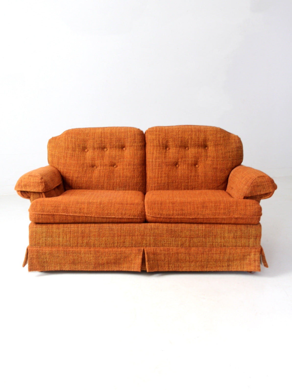 vintage orange tweed sofa & loveseat set