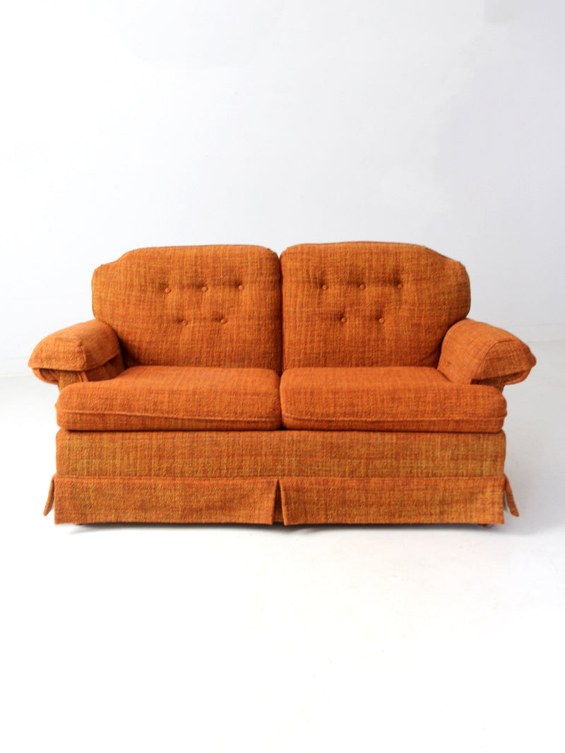 vintage orange tweed sofa & loveseat set