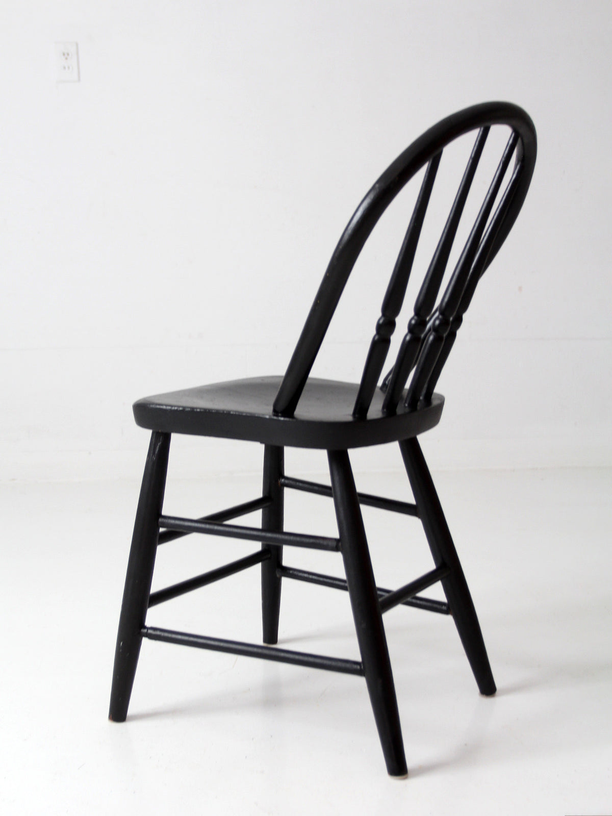 vintage black painted Windsor spindle back chair