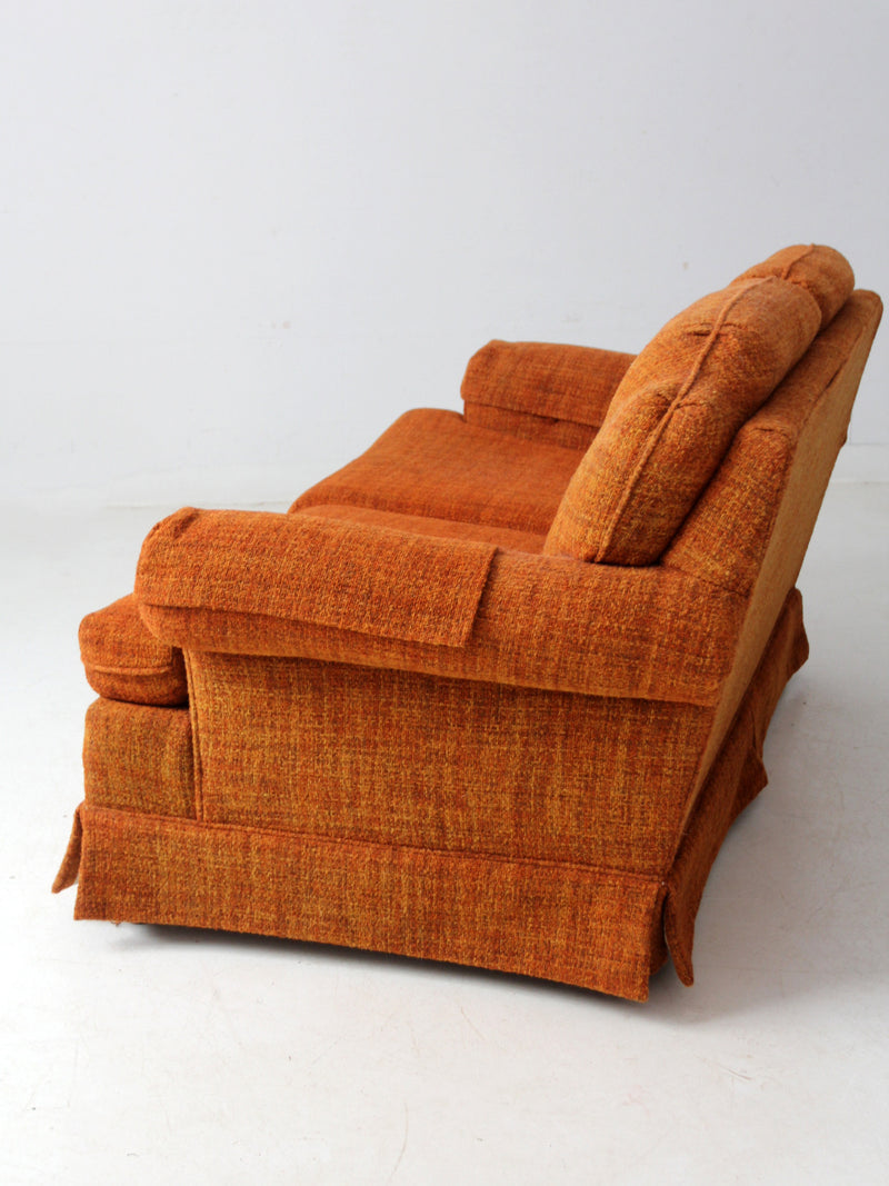 vintage orange tweed sofa & loveseat set