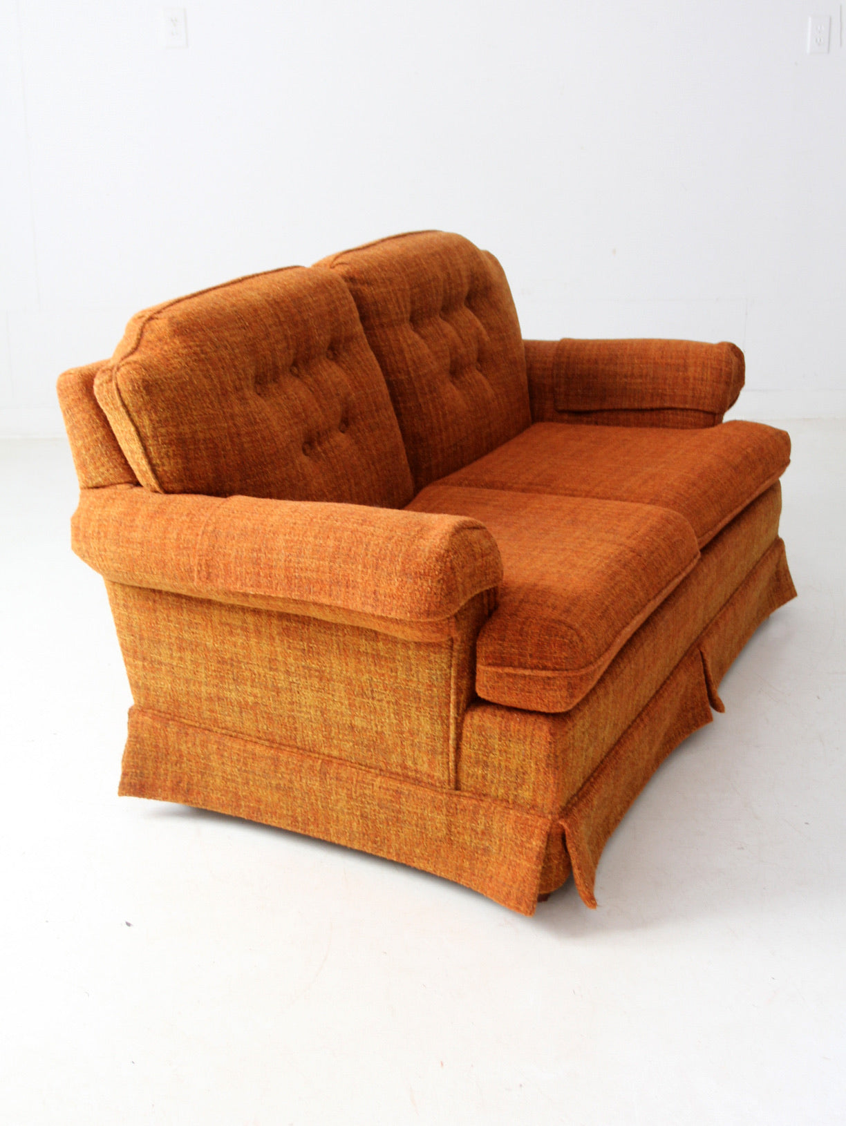 vintage orange tweed sofa & loveseat set