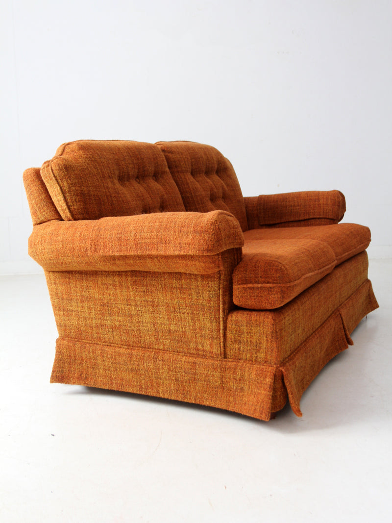 vintage orange tweed sofa & loveseat set
