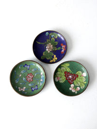 antique Chinese cloisonne plates set of 3