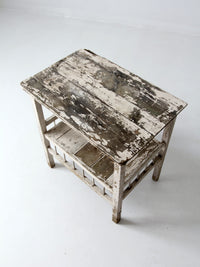 vintage primitive distressed white side table