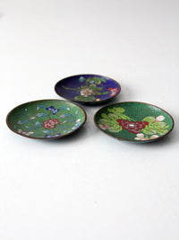 antique Chinese cloisonne plates set of 3