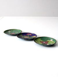 antique Chinese cloisonne plates set of 3