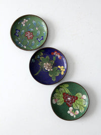 antique Chinese cloisonne plates set of 3