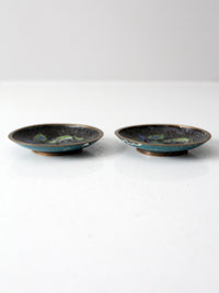 vintage Chinese cloisonne plates pair