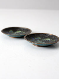 vintage Chinese cloisonne plates pair