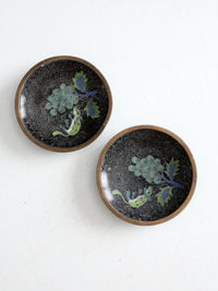 vintage Chinese cloisonne plates pair