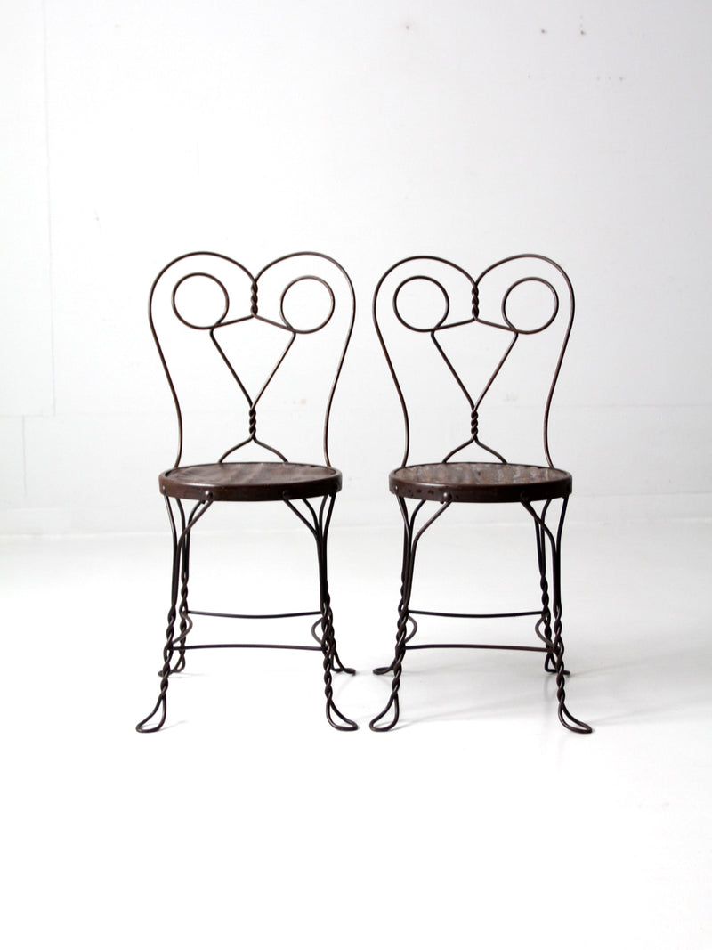 antique ice cream parlor bistro chair pair