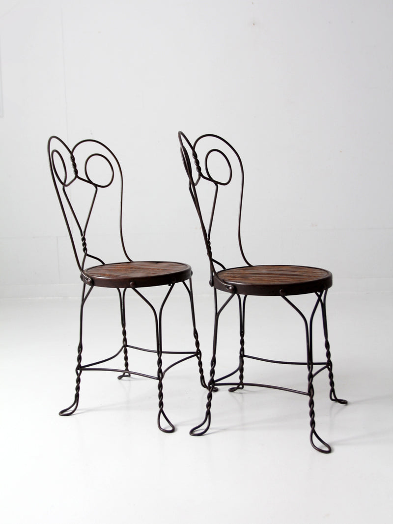 antique ice cream parlor bistro chair pair